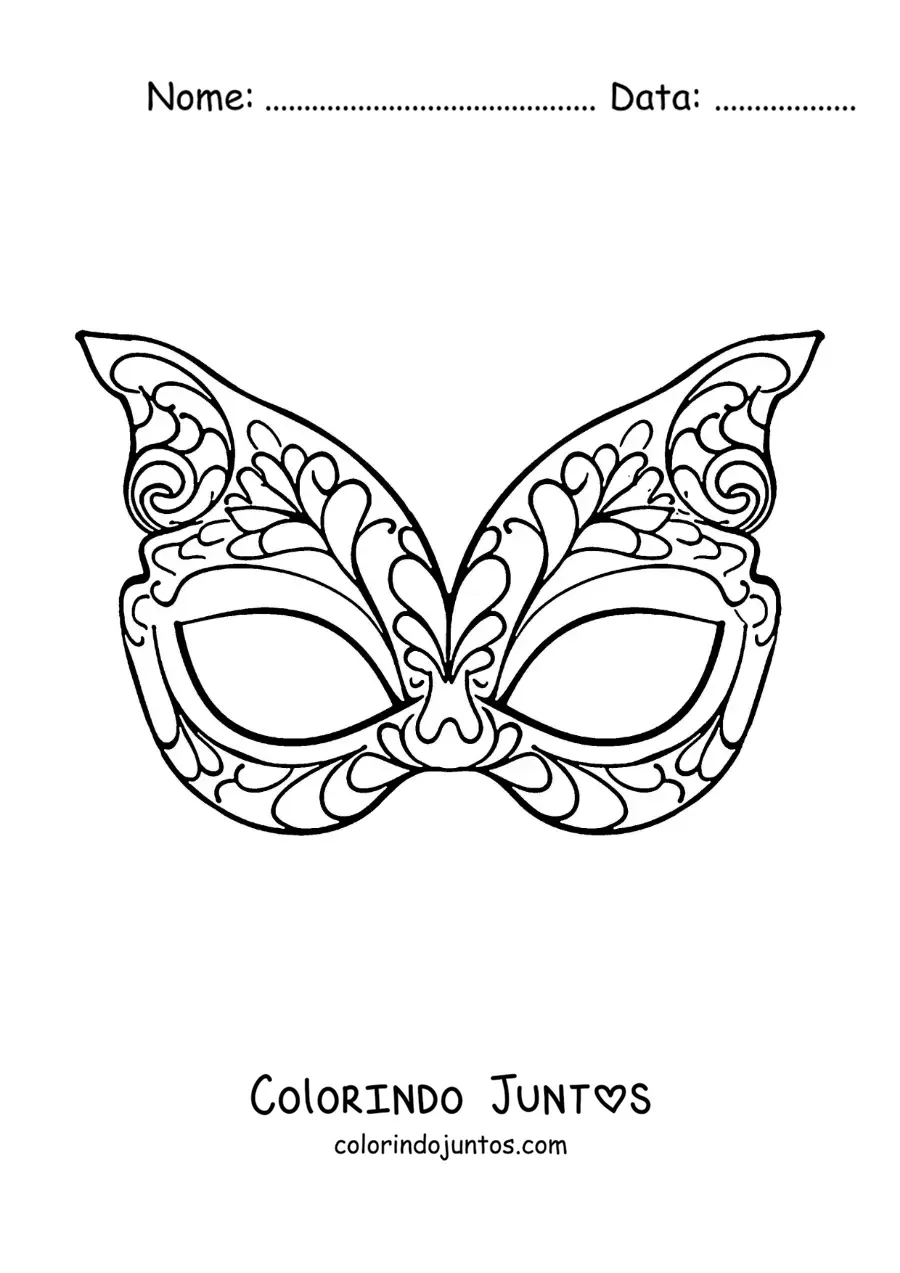 Desenho para colorir de máscara de borboleta para meninas