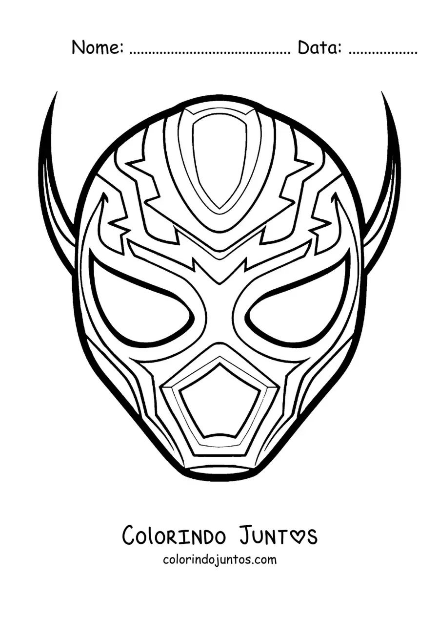 Desenho para colorir de máscara de lutador mexicano