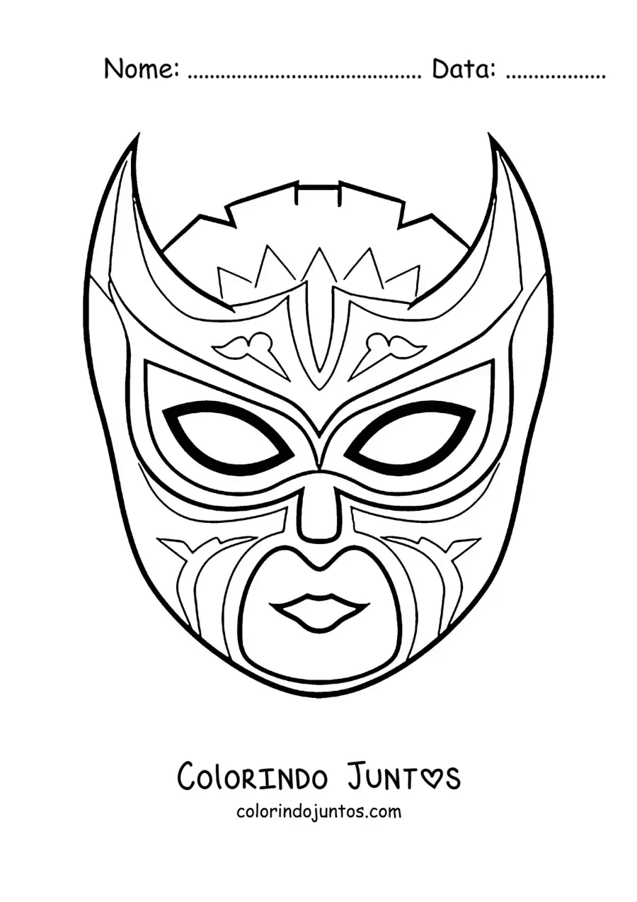 Desenho para colorir de máscara de lutador para recortar
