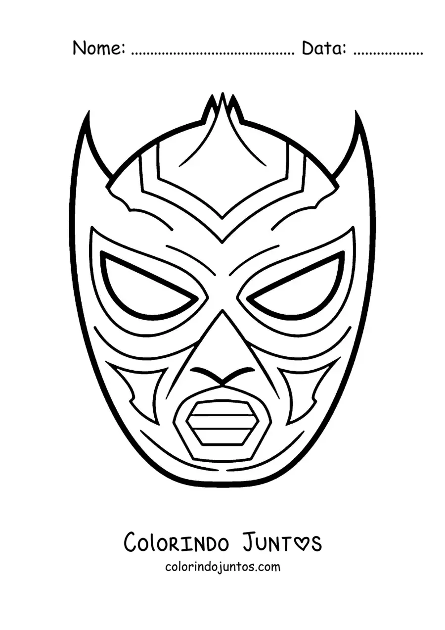 Desenho para colorir de máscara de lutador fácil