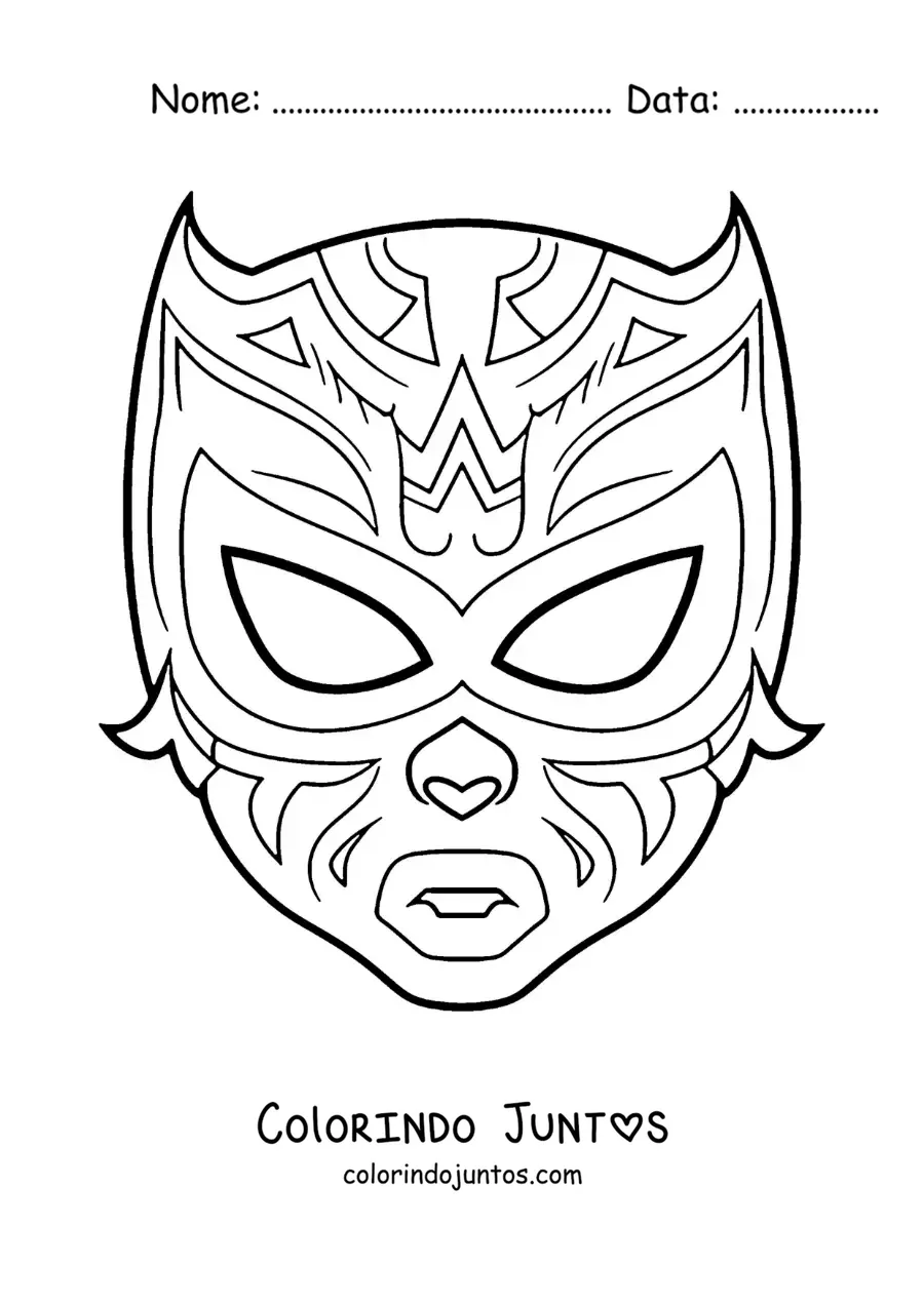 Desenho para colorir de máscara de lutador para o Halloween