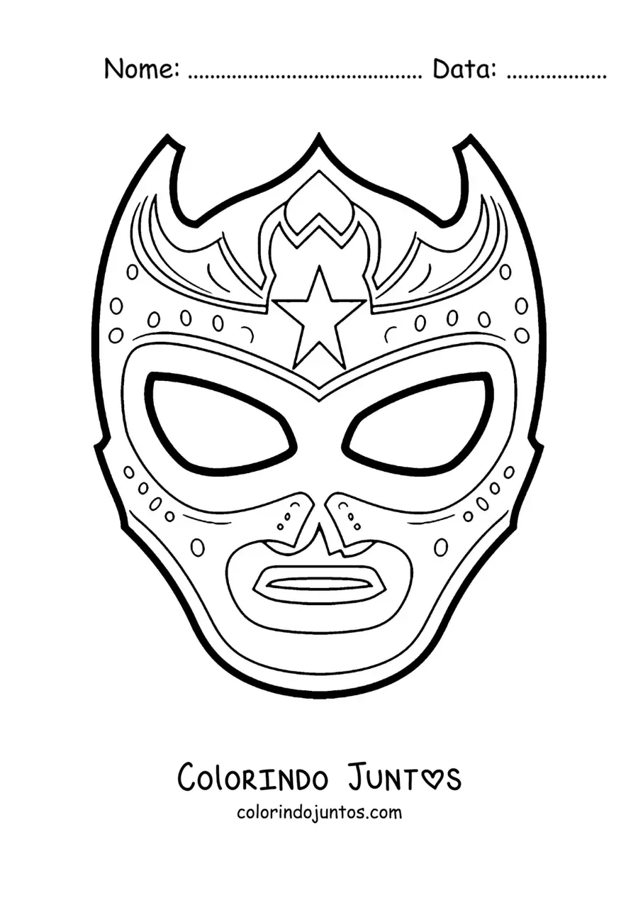 Desenho para colorir de máscara de lutador mexicano para recortar