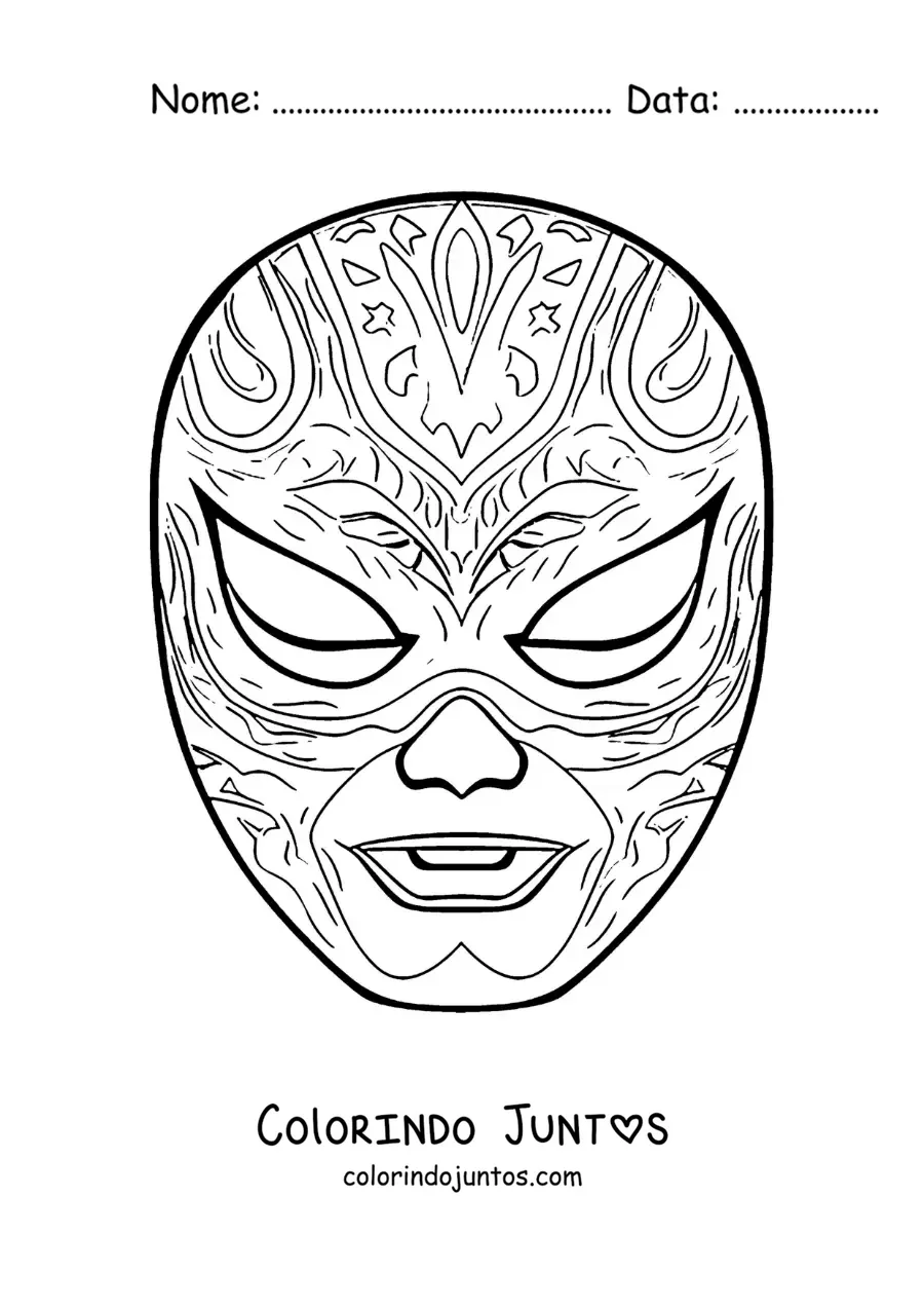Desenho para colorir de máscara de luta livre para fantasia de Halloween