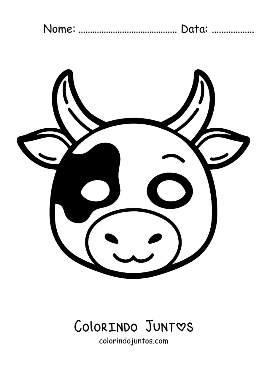 Desenho para colorir de máscara de vaca fácil para crianças