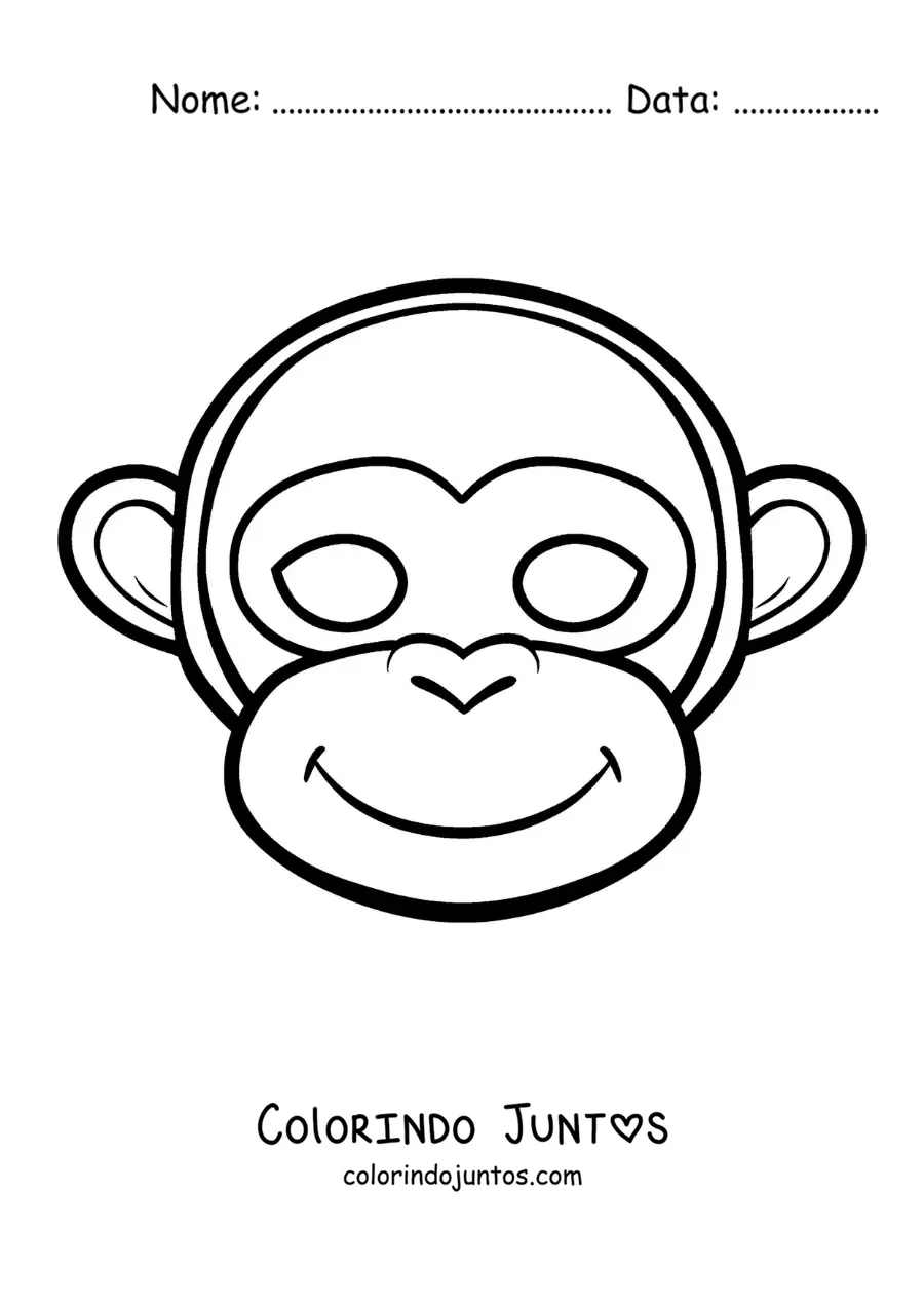 Desenho para colorir de máscara de macaco para crianças