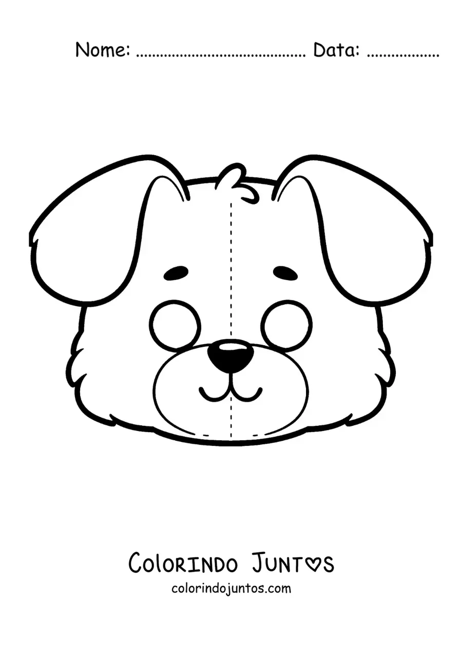 Desenho para colorir de máscara de cachorro para recortar