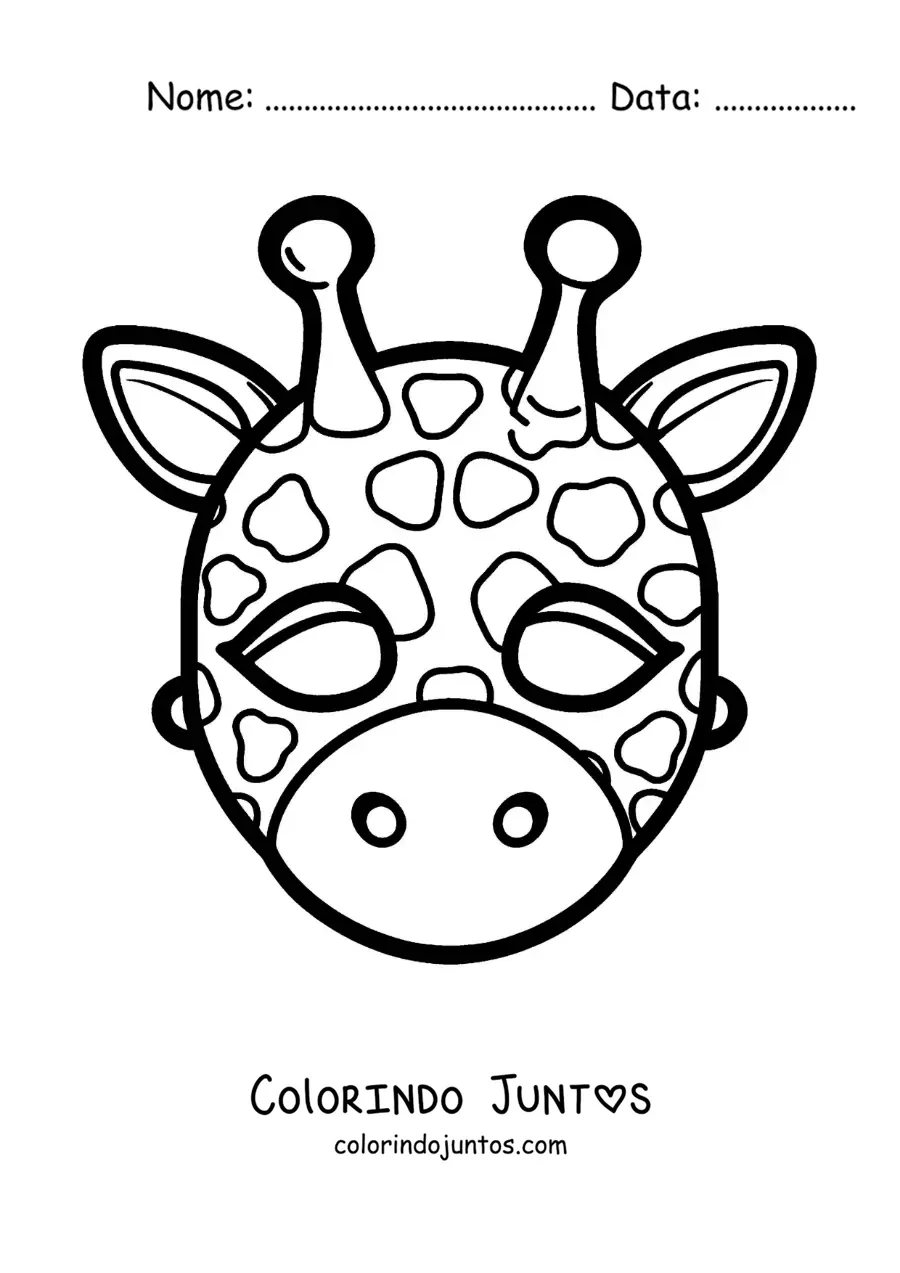 Desenho para colorir de máscara de girafa