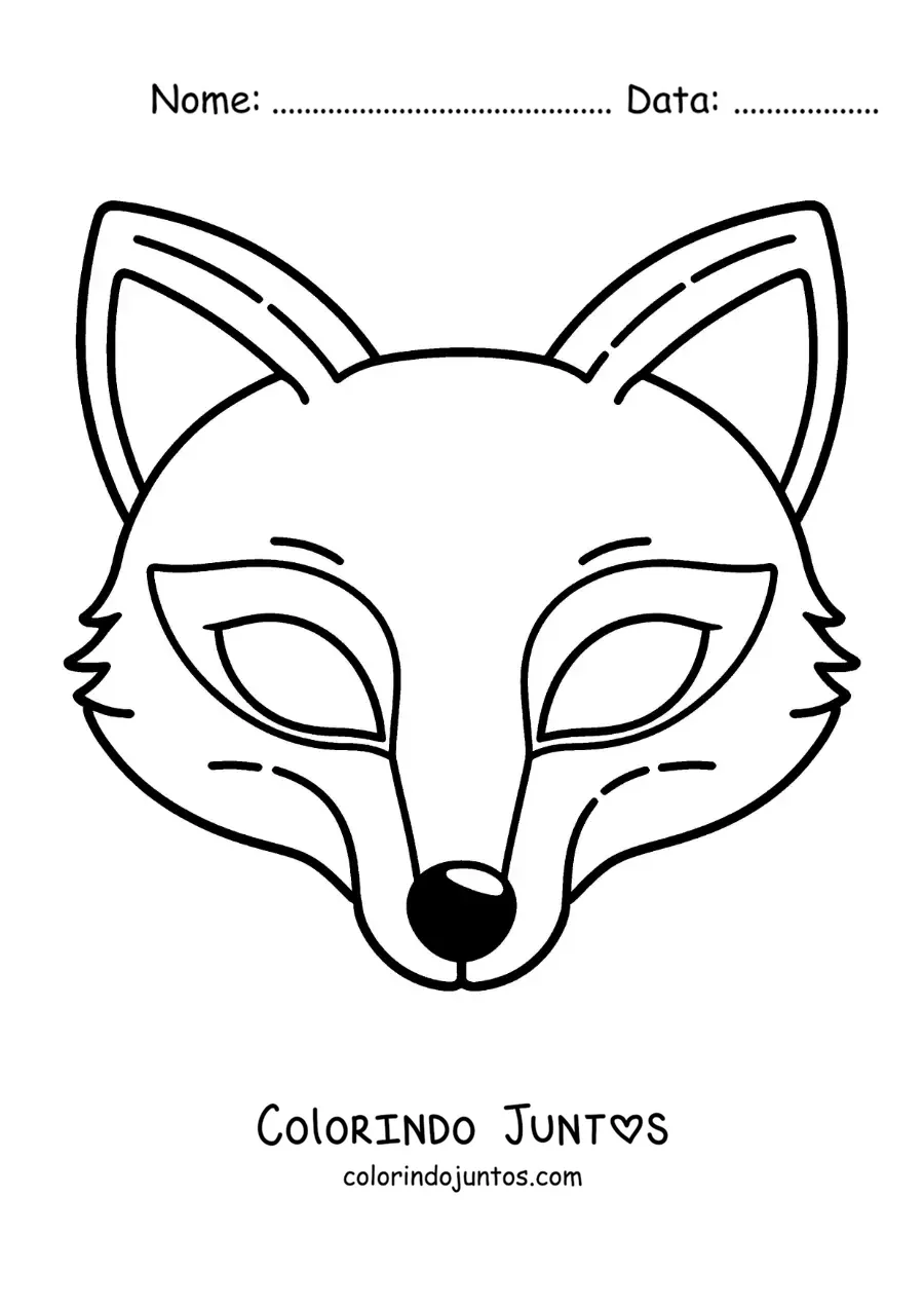 Desenho para colorir de máscara de raposa para crianças