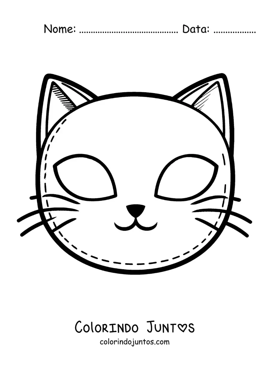 Desenho para colorir de máscara de gato fácil para crianças