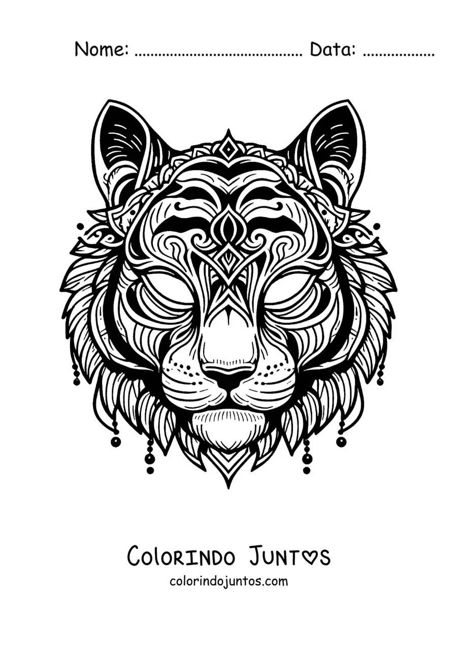 Desenho para colorir de máscara de tigre