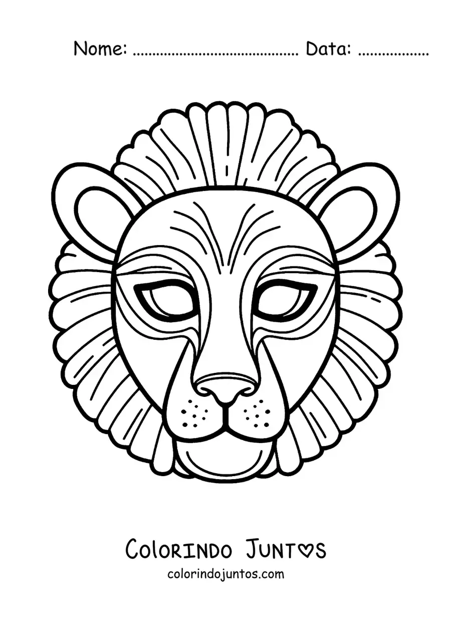 Desenho para colorir de máscara de leão