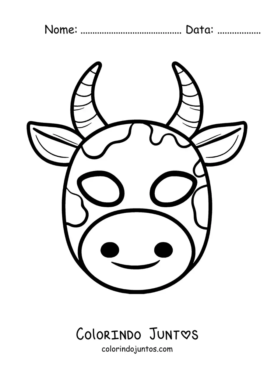 Desenho para colorir de máscara de vaca