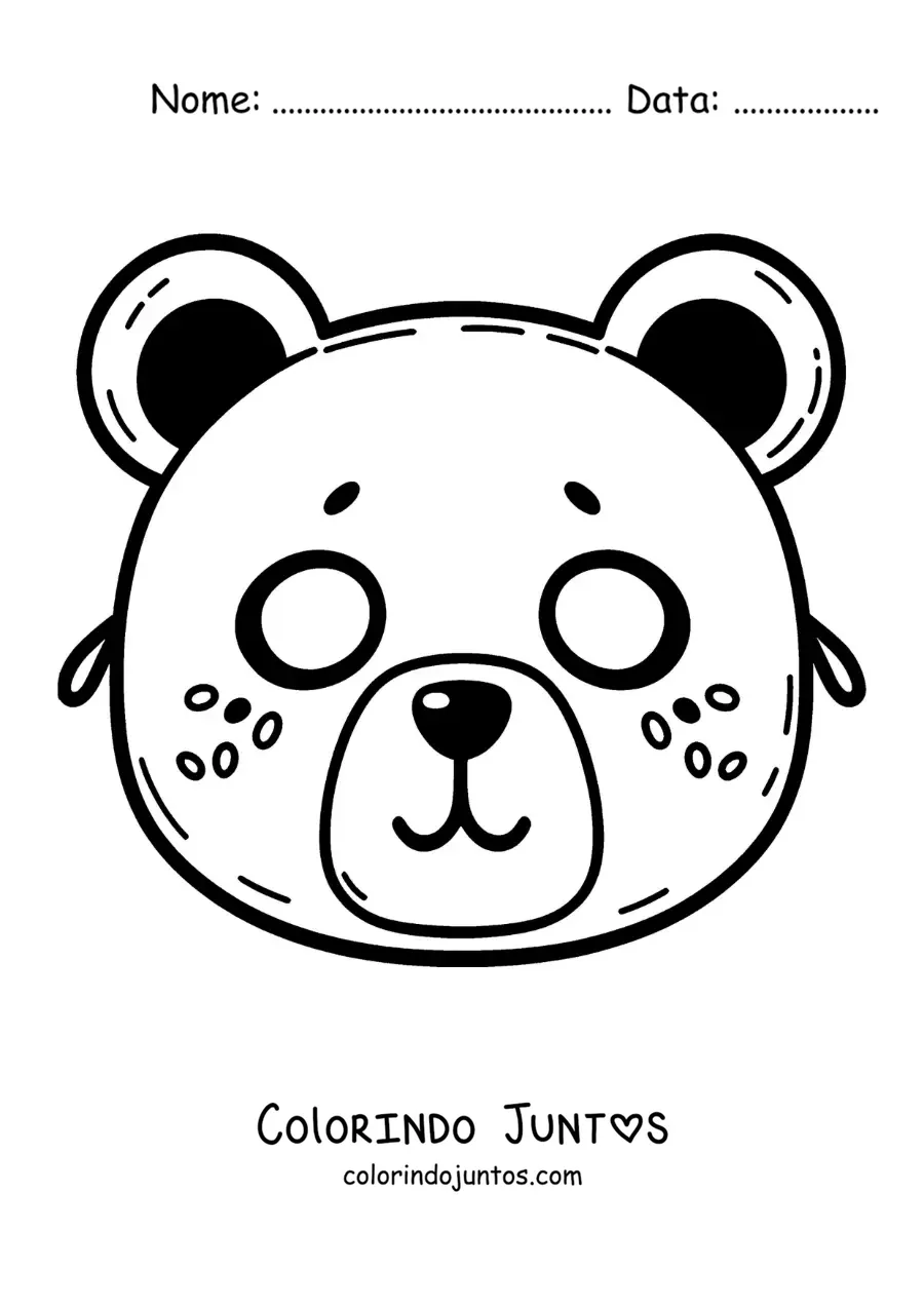 Desenho para colorir de máscara de urso animado