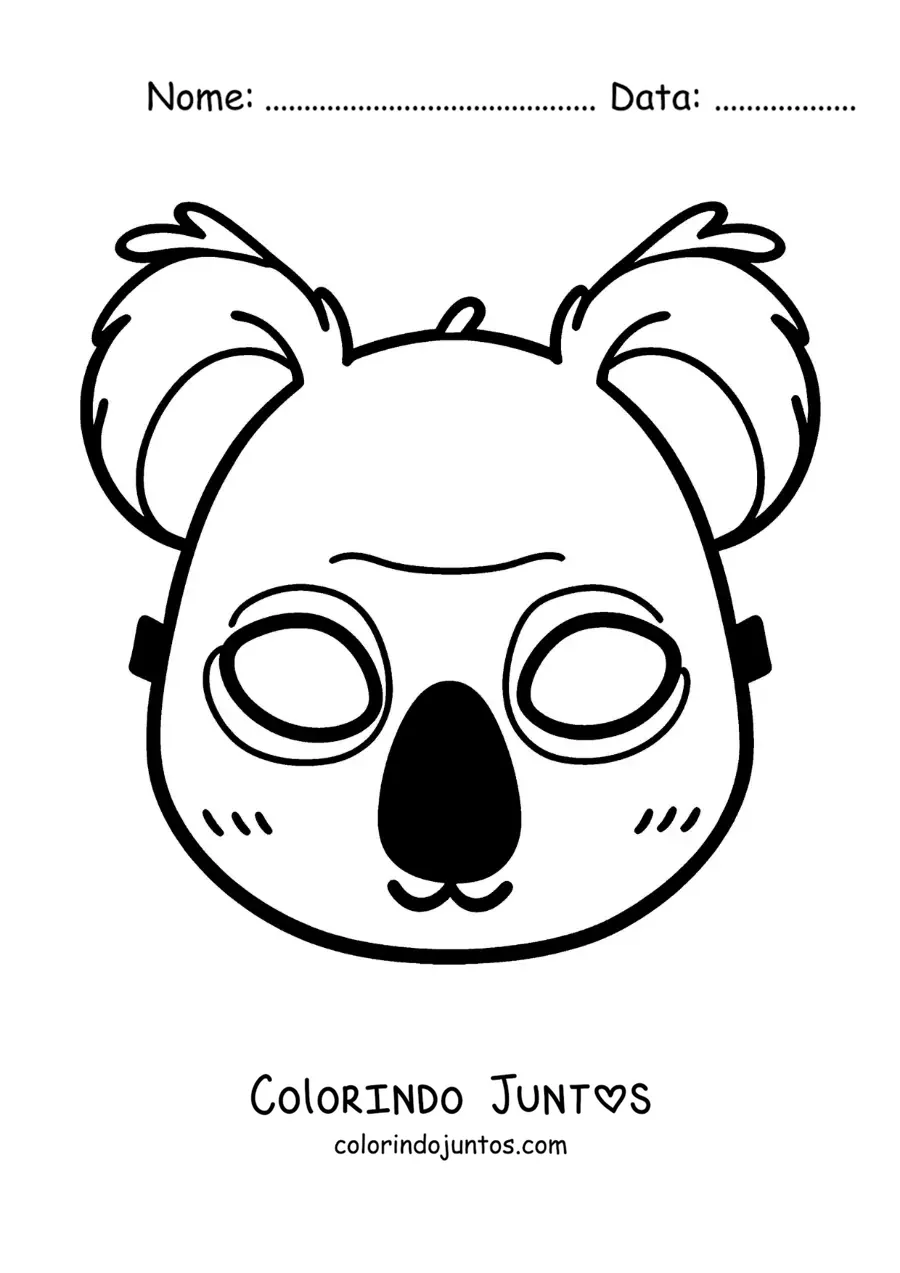 Desenho para colorir de máscara de coala