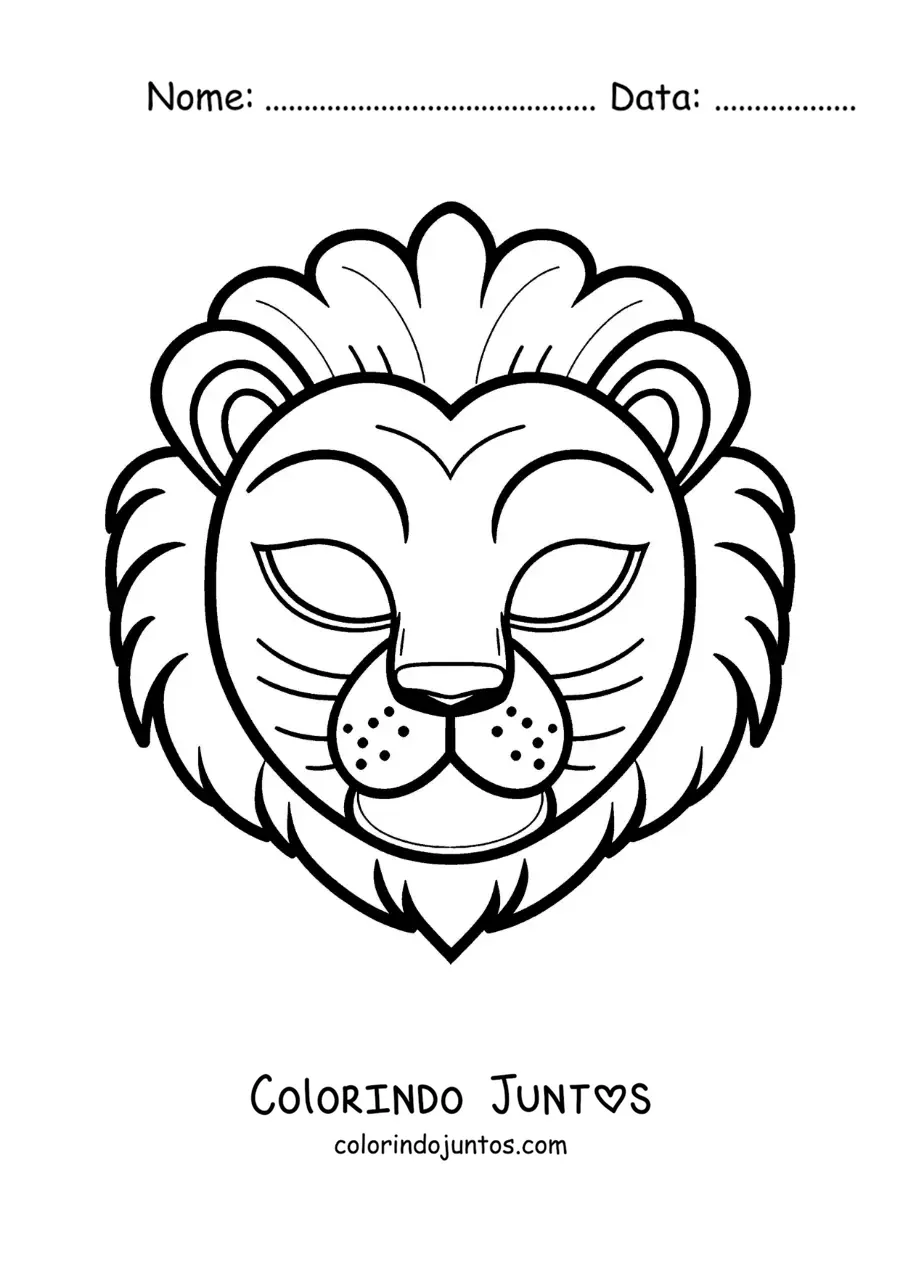 Desenho para colorir de máscara de leão fácil