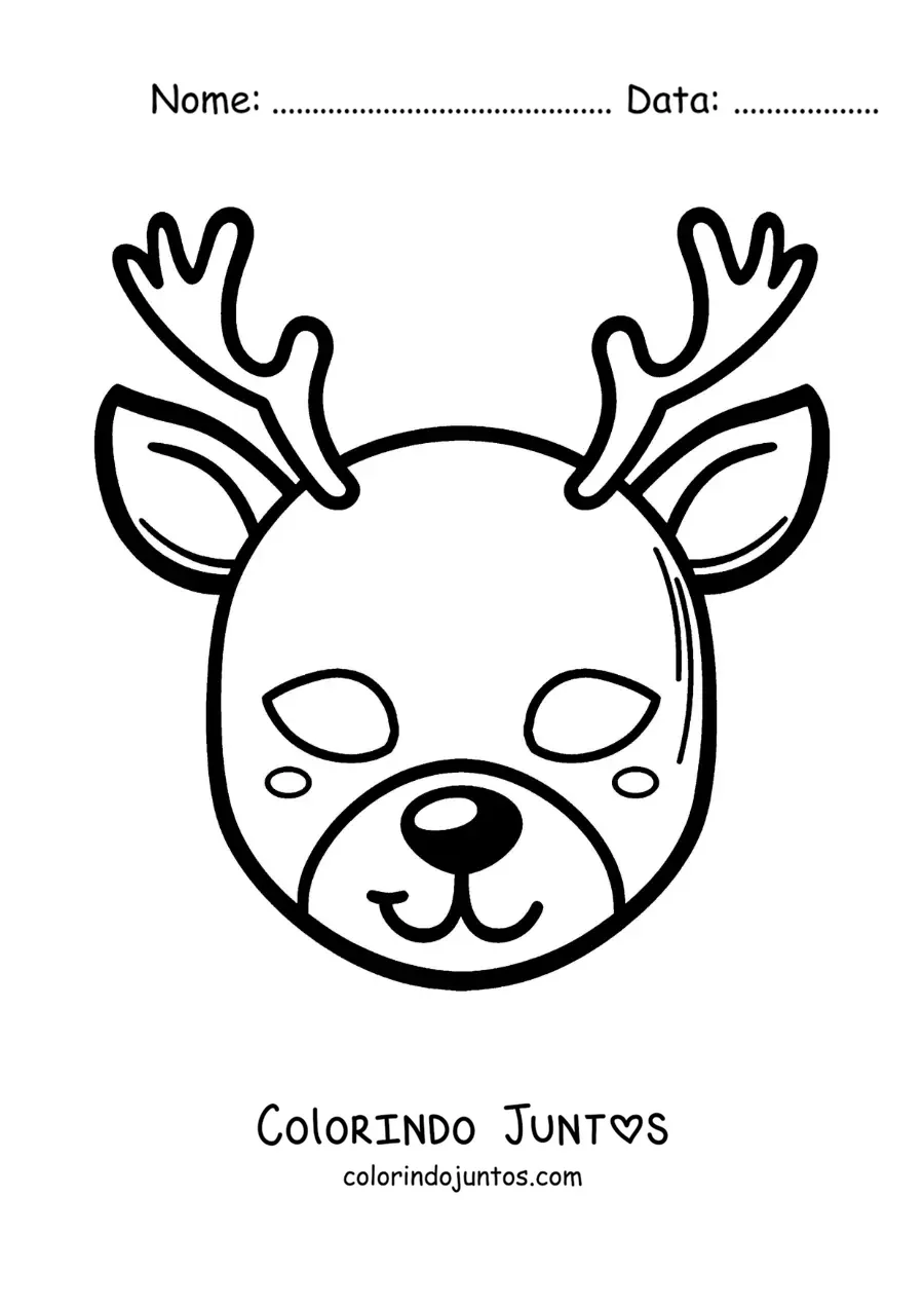 Desenho para colorir de máscara de rena
