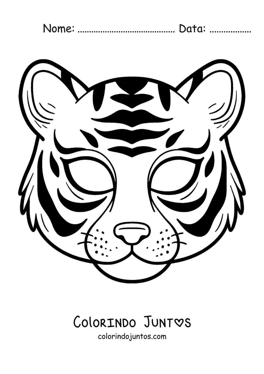 Desenho para colorir de máscara de tigre