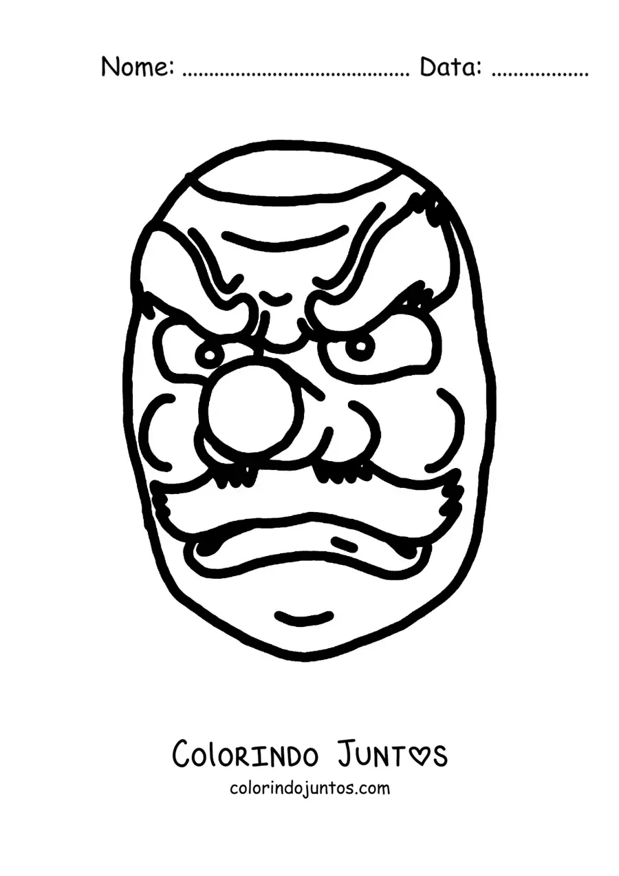 Desenho para colorir de máscara japonesa Tengu