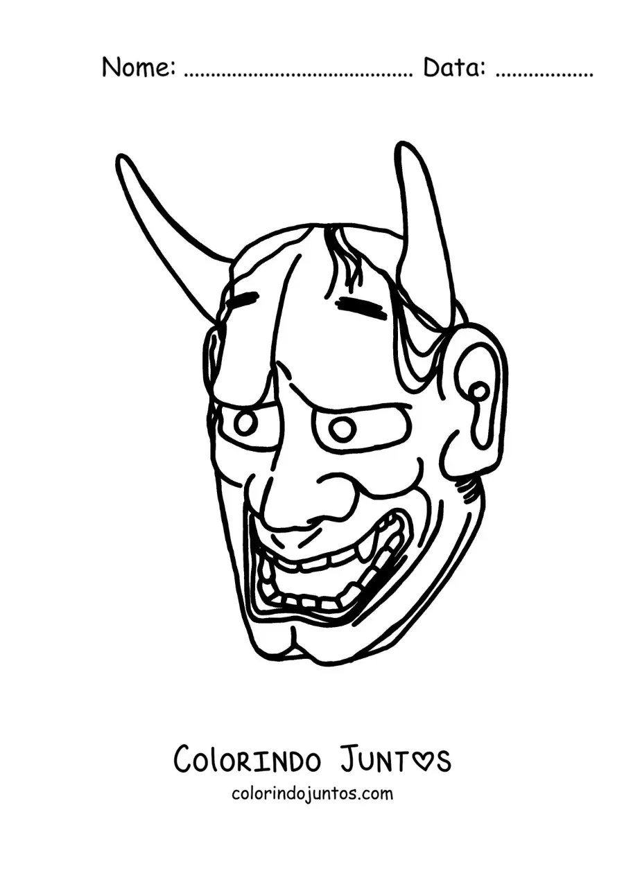 Desenho para colorir de máscara japonesa tradicional