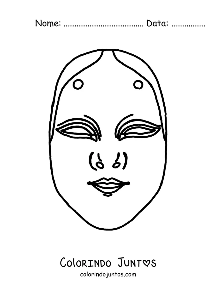 Desenho para colorir de máscara japonesa Noh