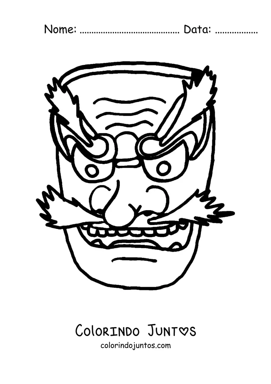 Desenho para colorir de máscara japonesa fácil
