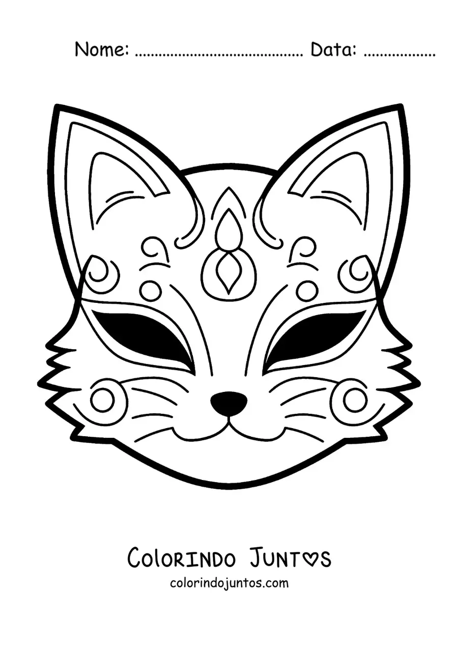 Desenho para colorir de máscara de Kitsune