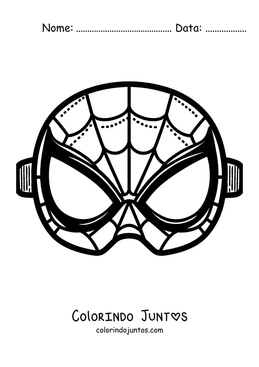 Desenho para colorir de máscara do Homem-Aranha