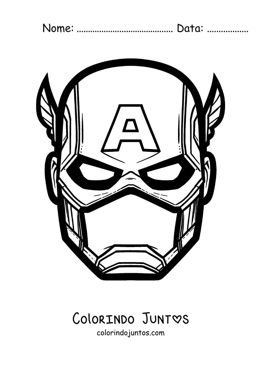 Desenho para colorir de máscara do Capitão América dos Vingadores
