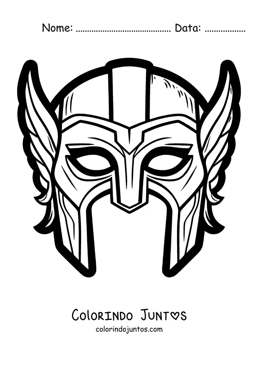 Desenho para colorir de máscara do Thor dos Vingadores