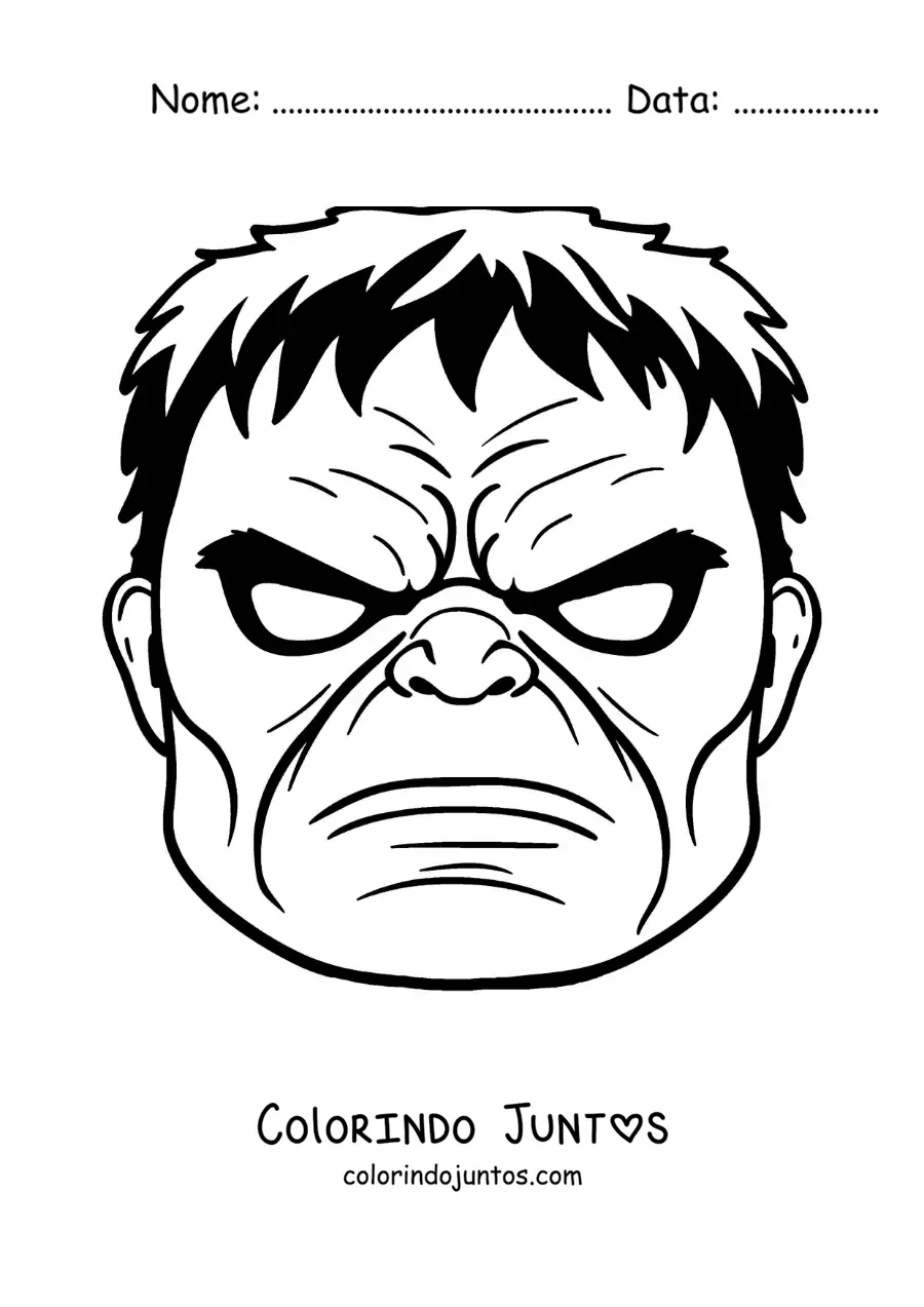 Desenho para colorir de máscara do Hulk dos Vingadores