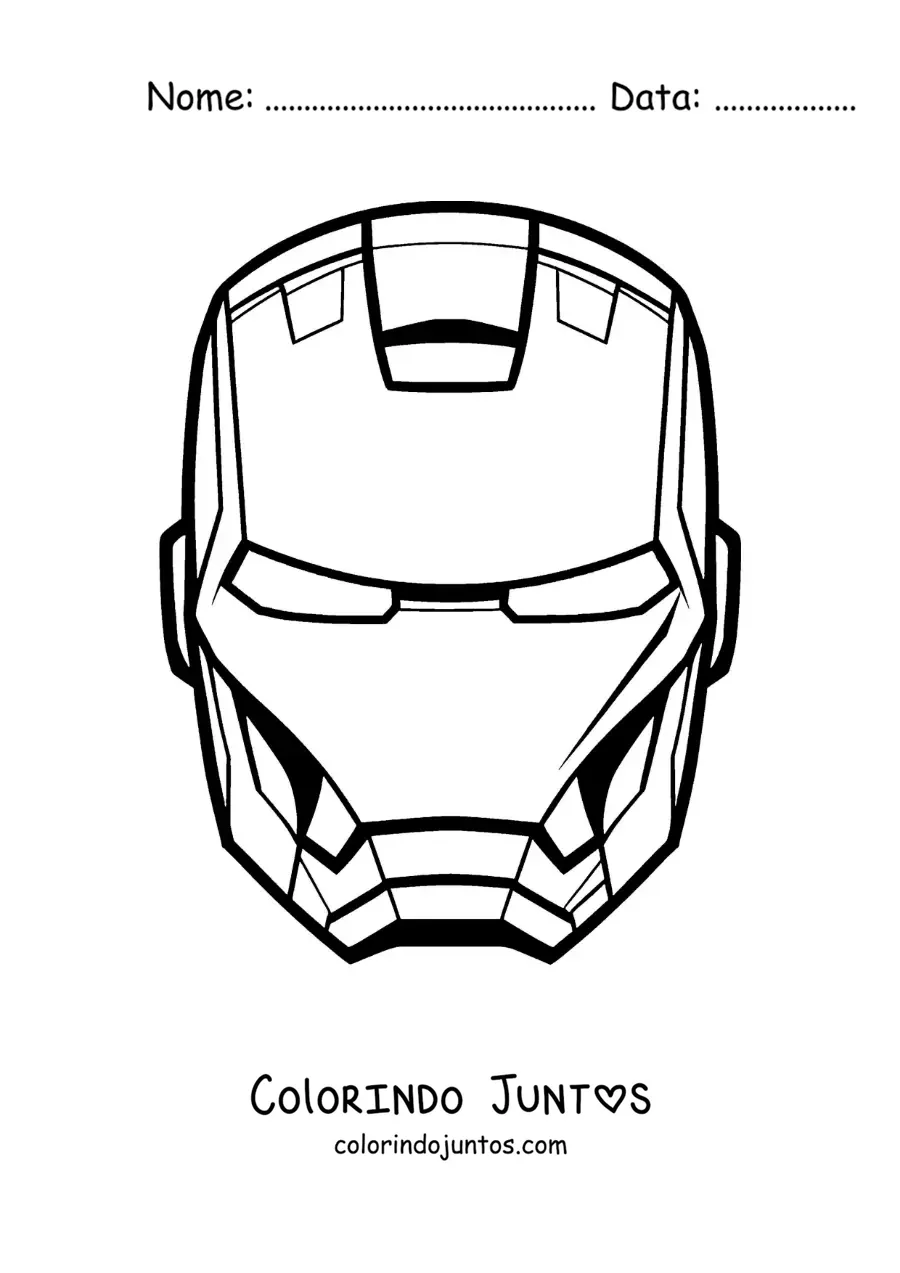 Desenho para colorir de máscara do Homem de Ferro para fantasia infantil
