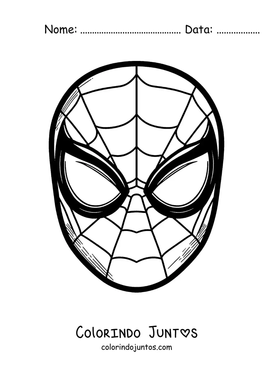 Desenho para colorir de máscara do Homem-Aranha fácil para crianças