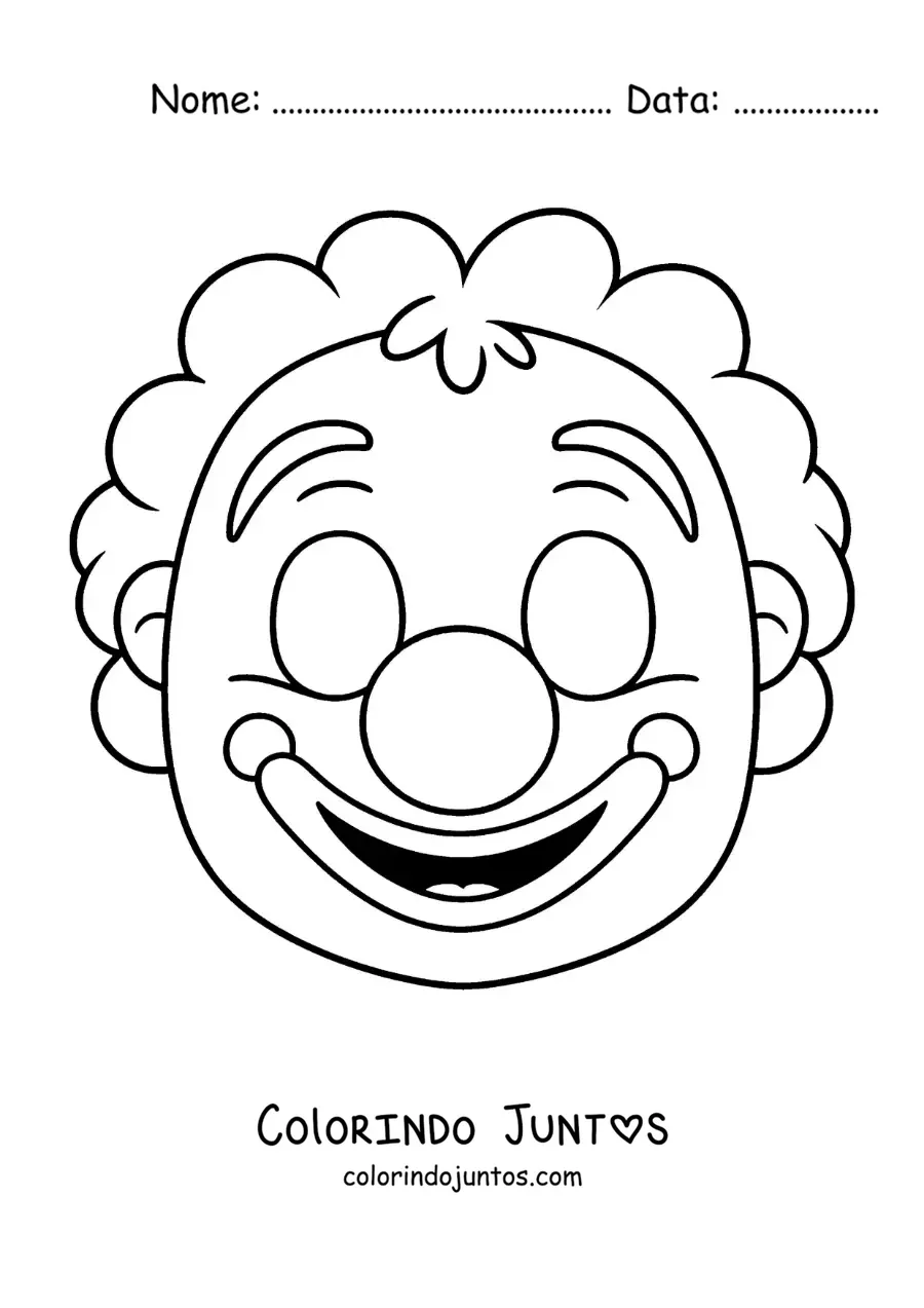 Desenho para colorir de máscara de palhaço