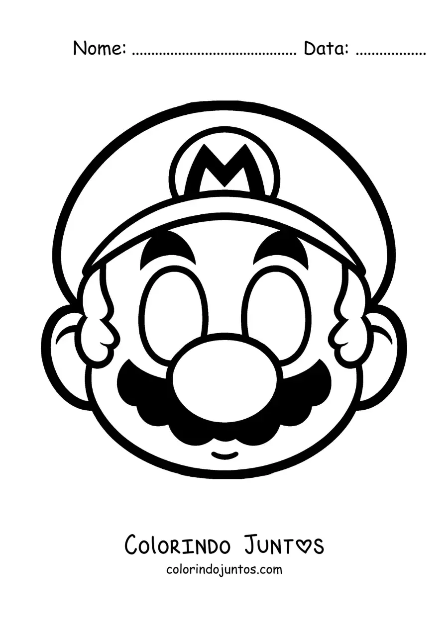 Desenho para colorir de máscara do Mario