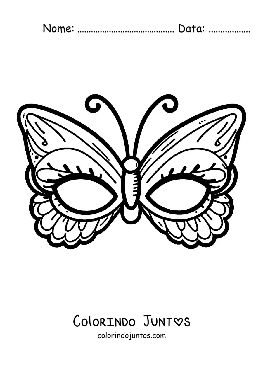 Desenho para colorir de máscara de borboleta