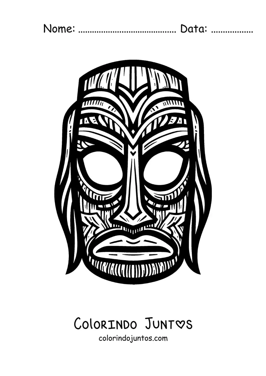 Desenho para colorir de máscara tiki