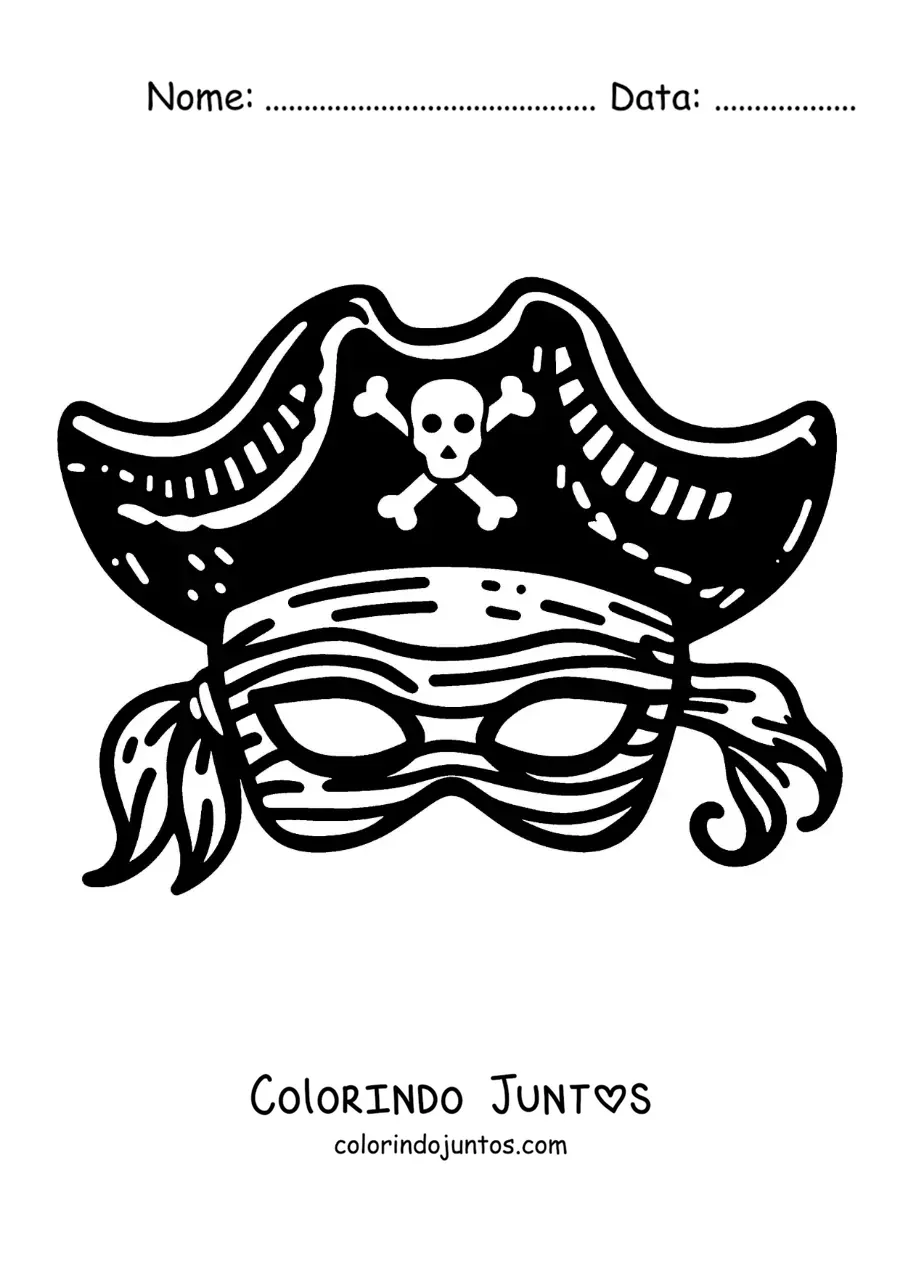 Desenho para colorir de máscara de pirata