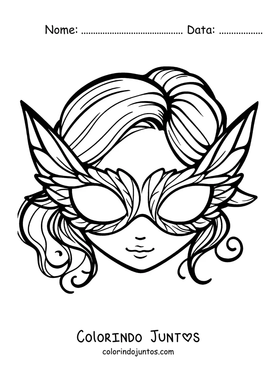 Desenho para colorir de máscara para menina
