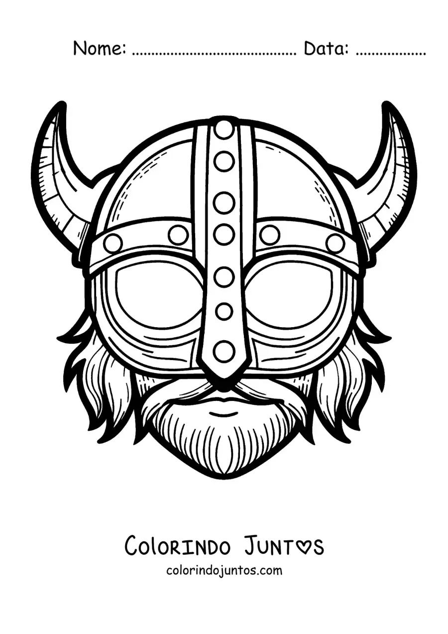 Desenho para colorir de máscara de viking