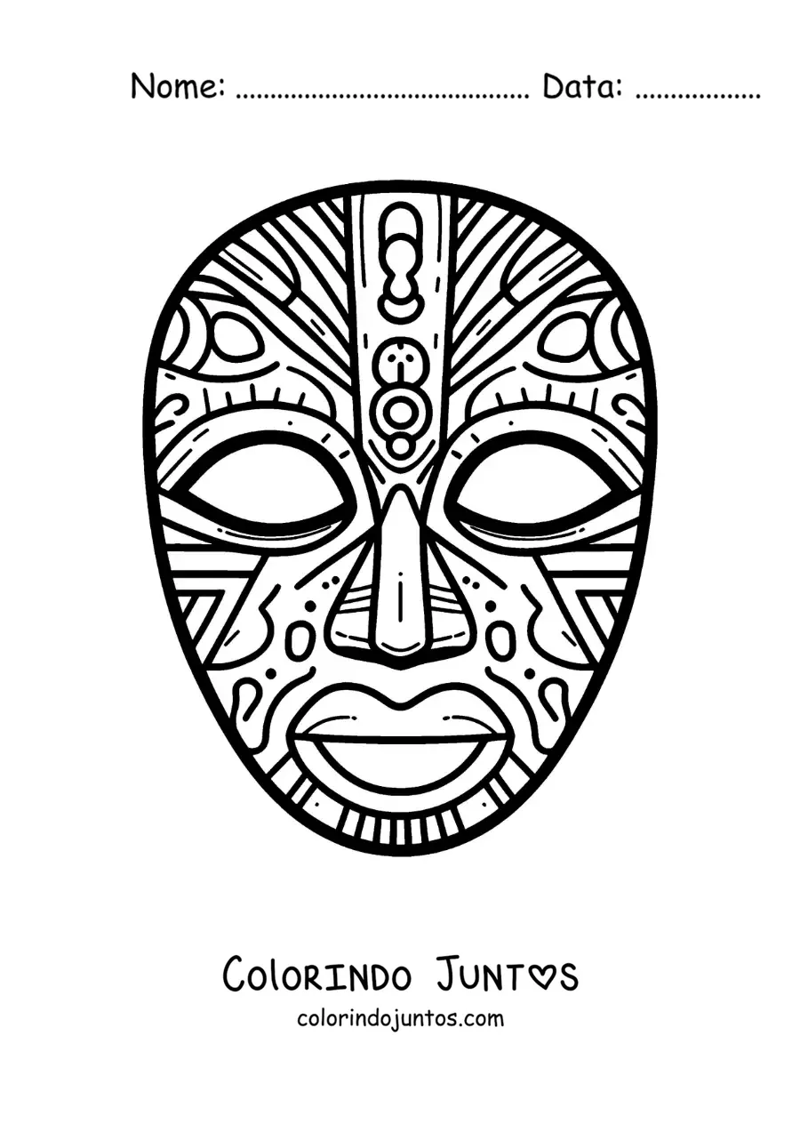 Desenho para colorir de máscara africana