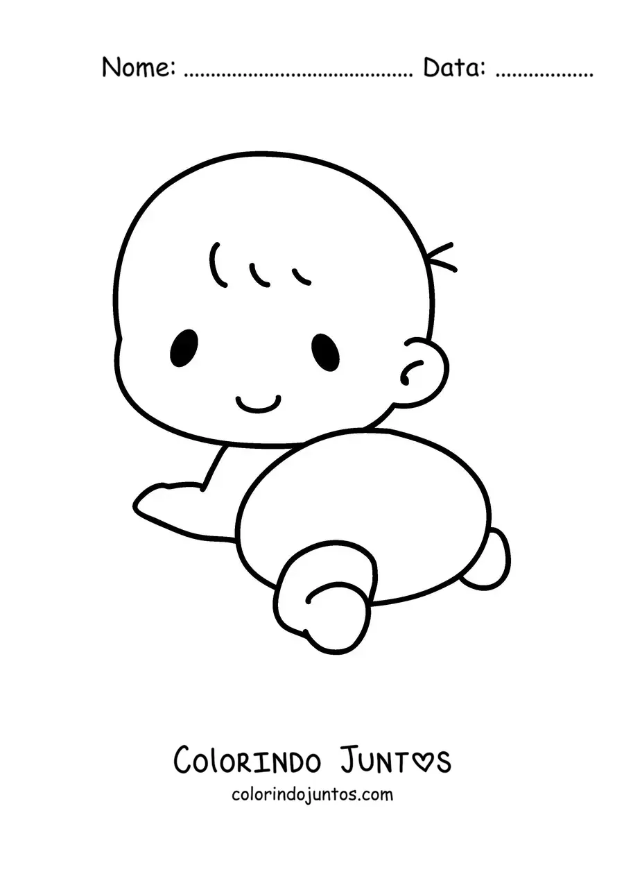 Desenho para colorir de um bebê de fraldas engatinhando