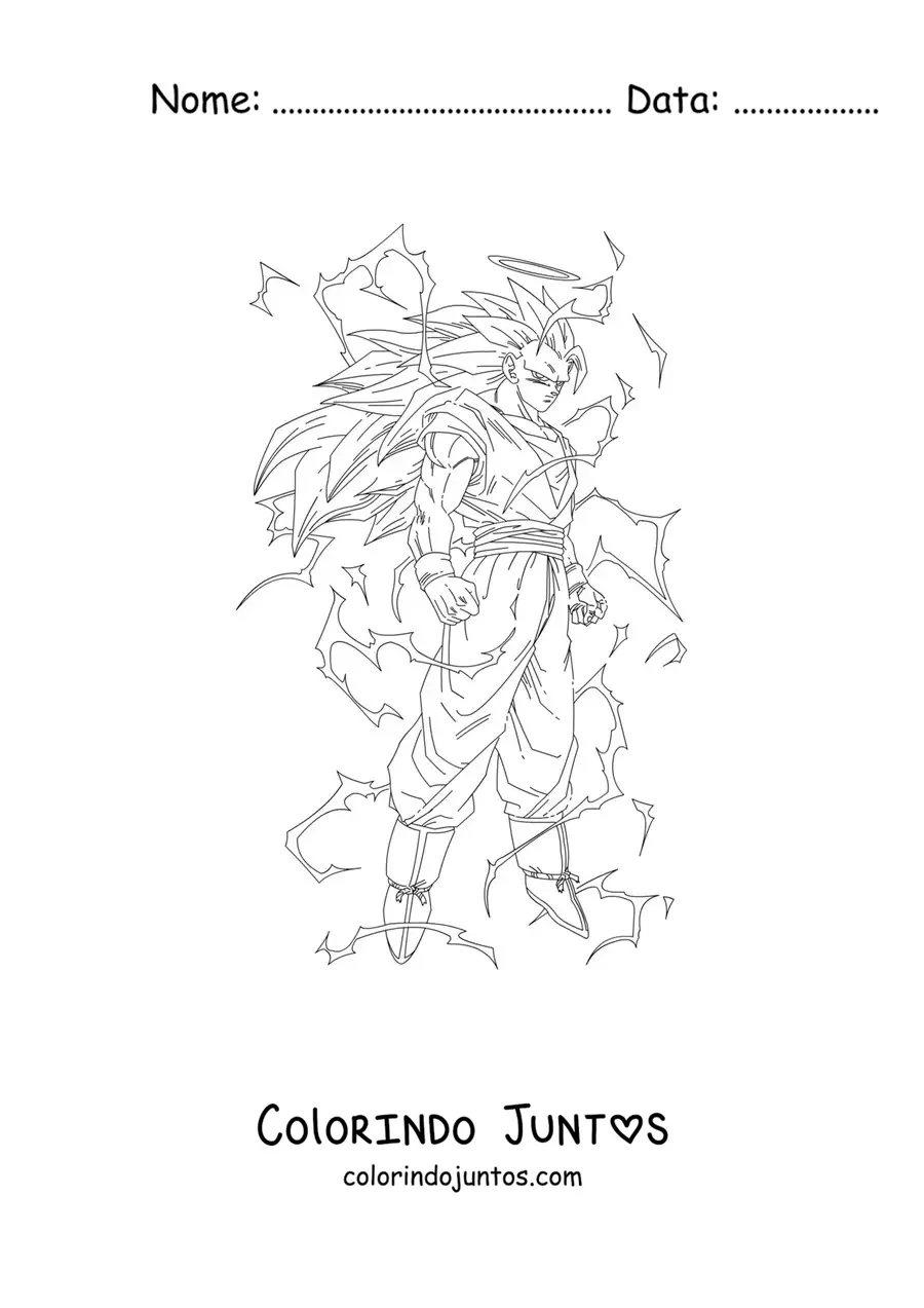 Desenho para colorir do Goku no modo Super Saiyajin 3