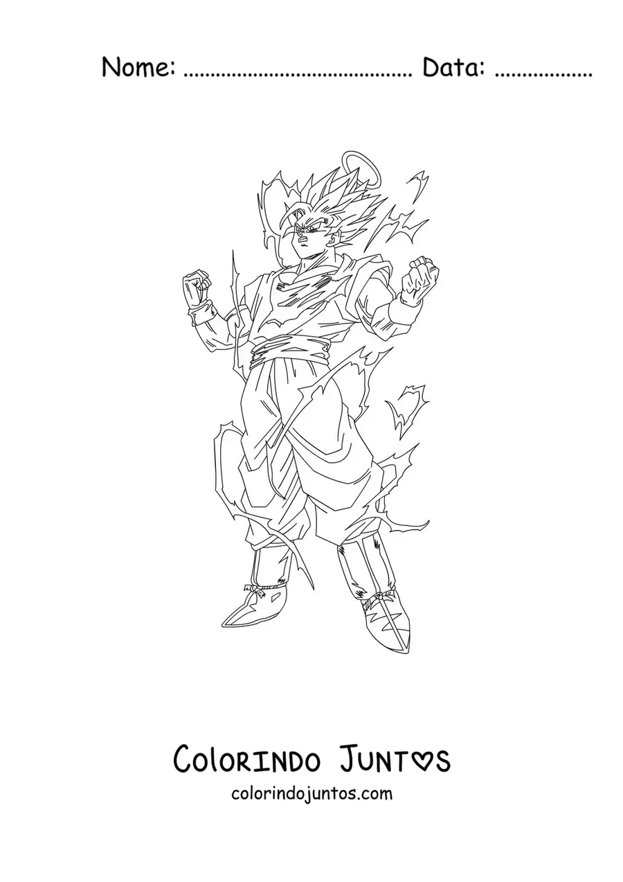 Desenho para colorir do Goku no modo Super Saiyajin 2