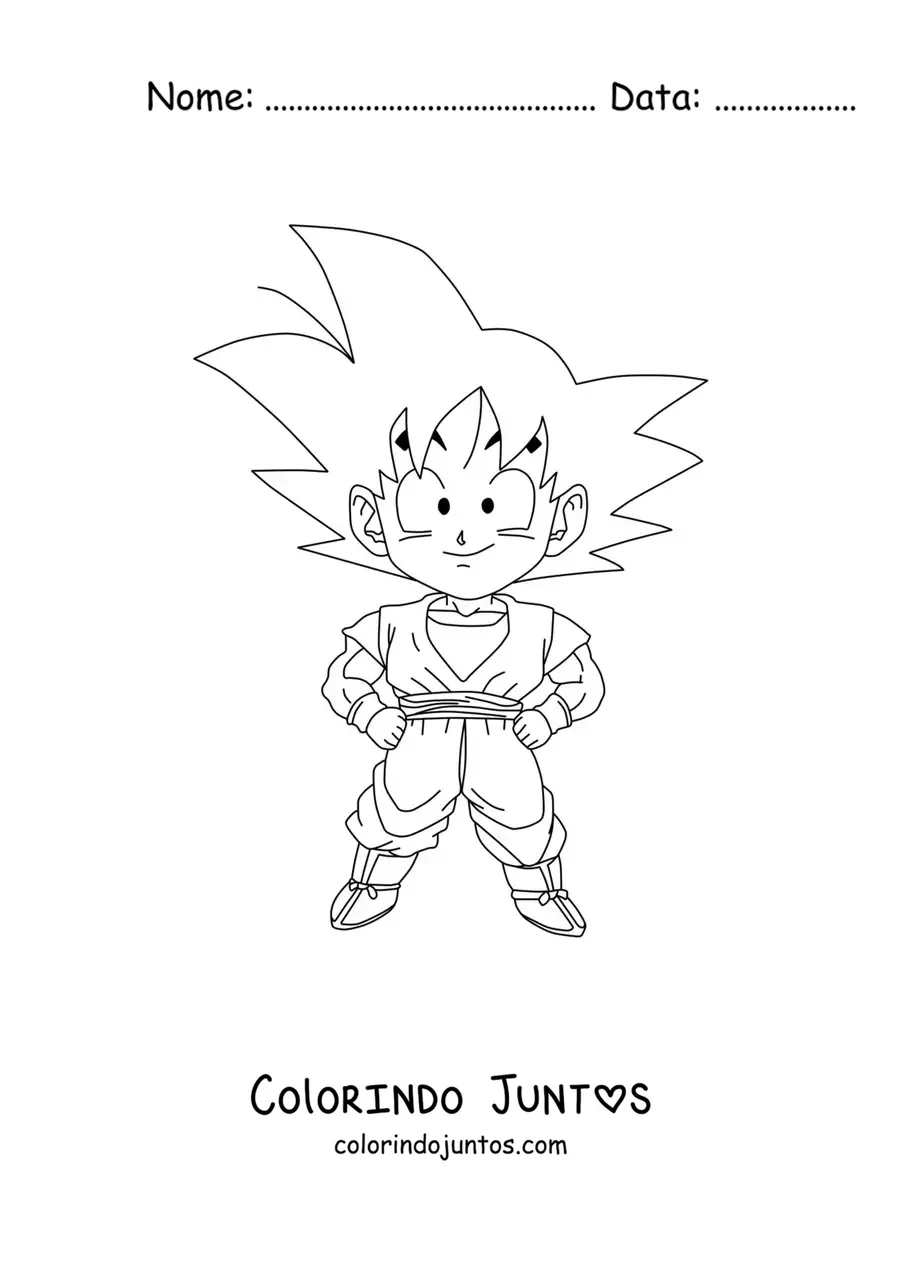 Desenho para colorir do Goku criança kawaii
