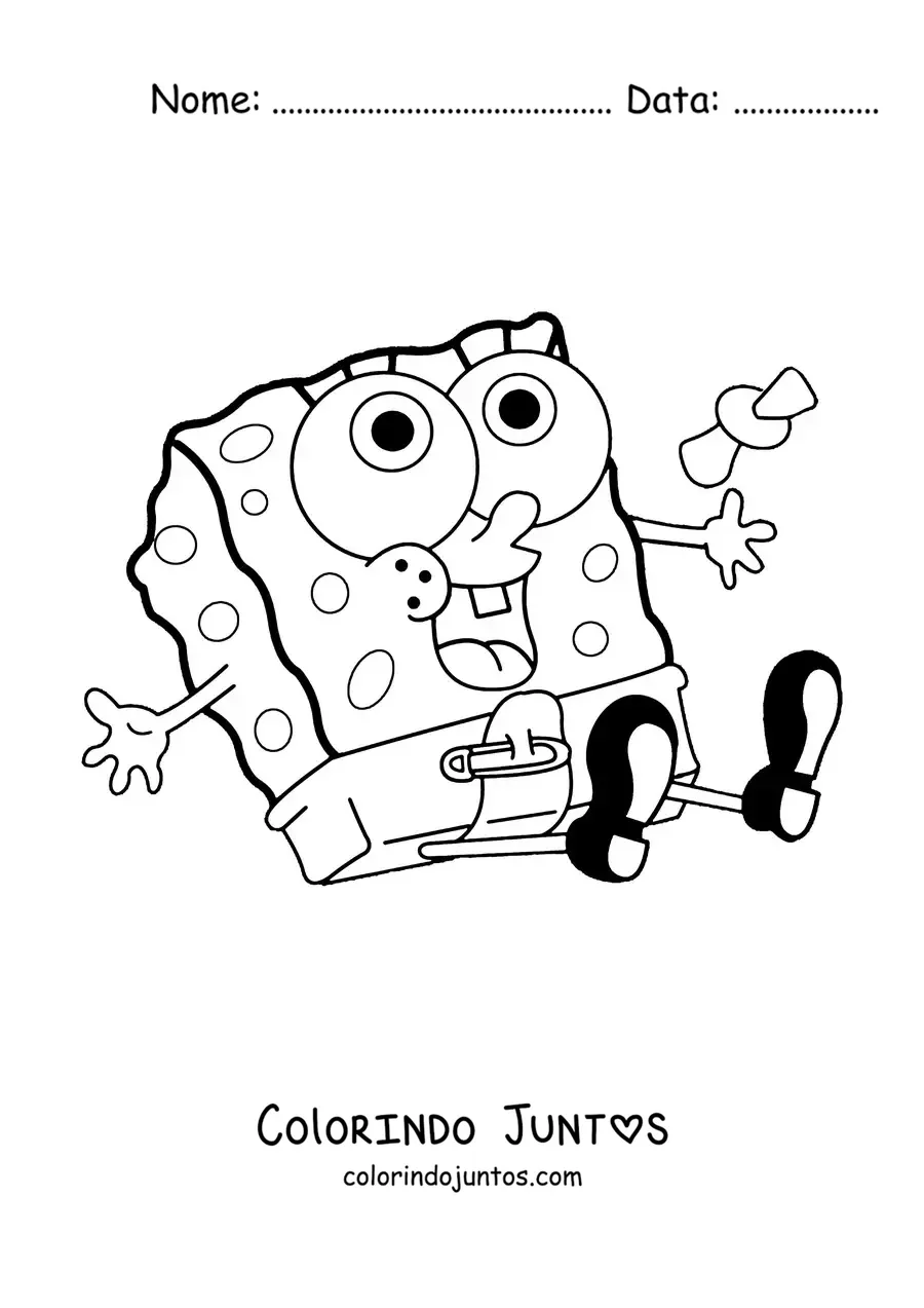 Desenho para colorir do Bob Esponja bebê kawaii
