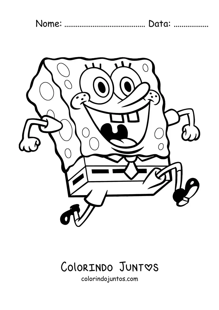 Desenho para colorir do Bob Esponja correndo animado