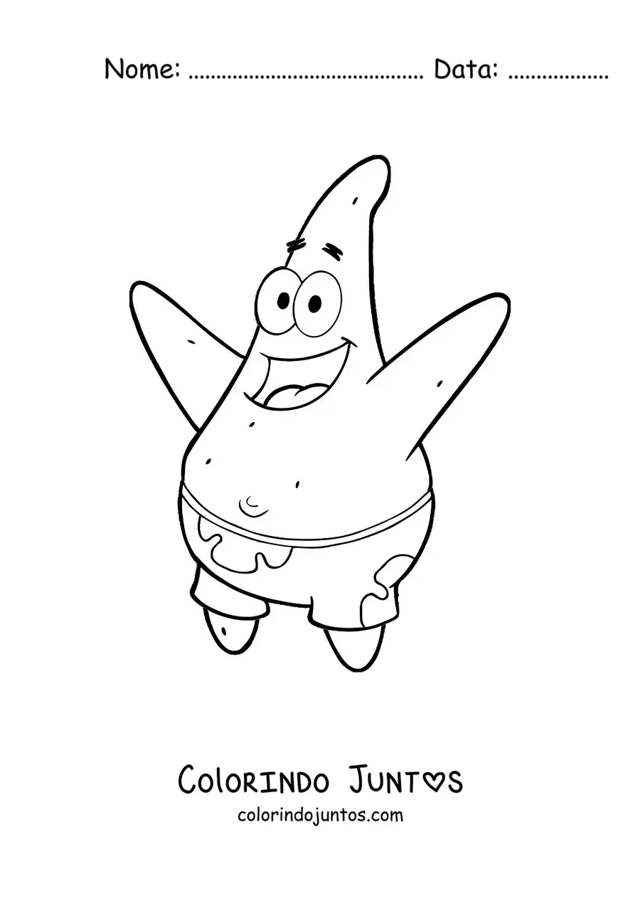 Desenho para colorir do Patrick feliz