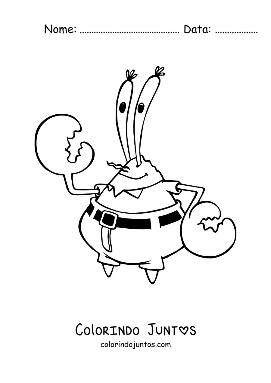 Desenho para colorir do Seu Siriguejo acenando