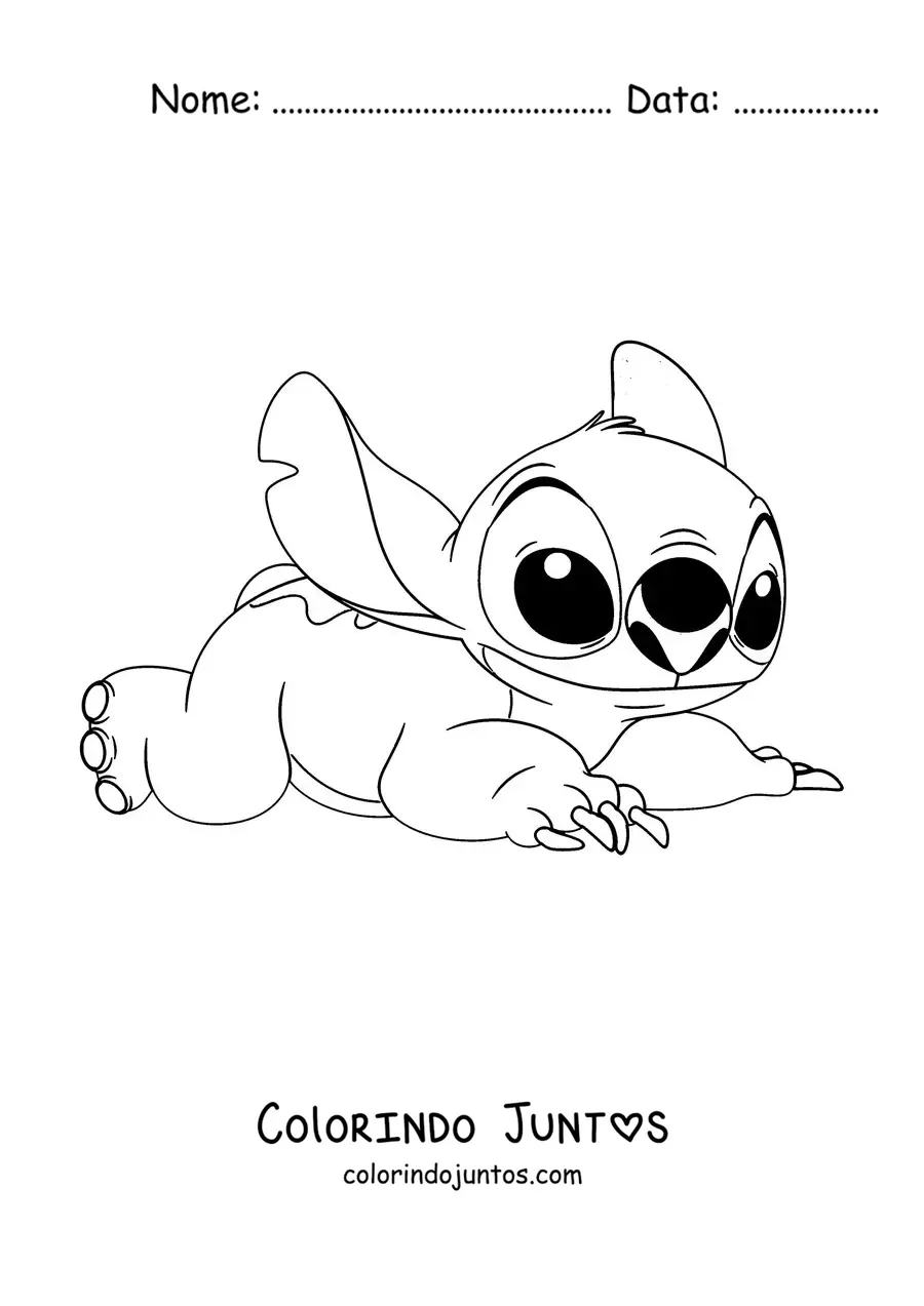 Desenho para colorir do Stitch deitado