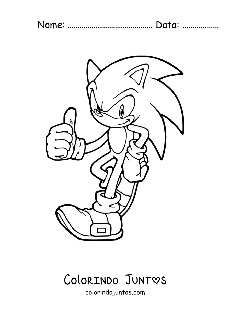 Desenho para colorir do Sonic, o ouriço